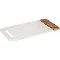 Creative Home White Marble with Mango Wood Pastry Board, Cheese Platter, 18” x 9" | Amazon (CA)