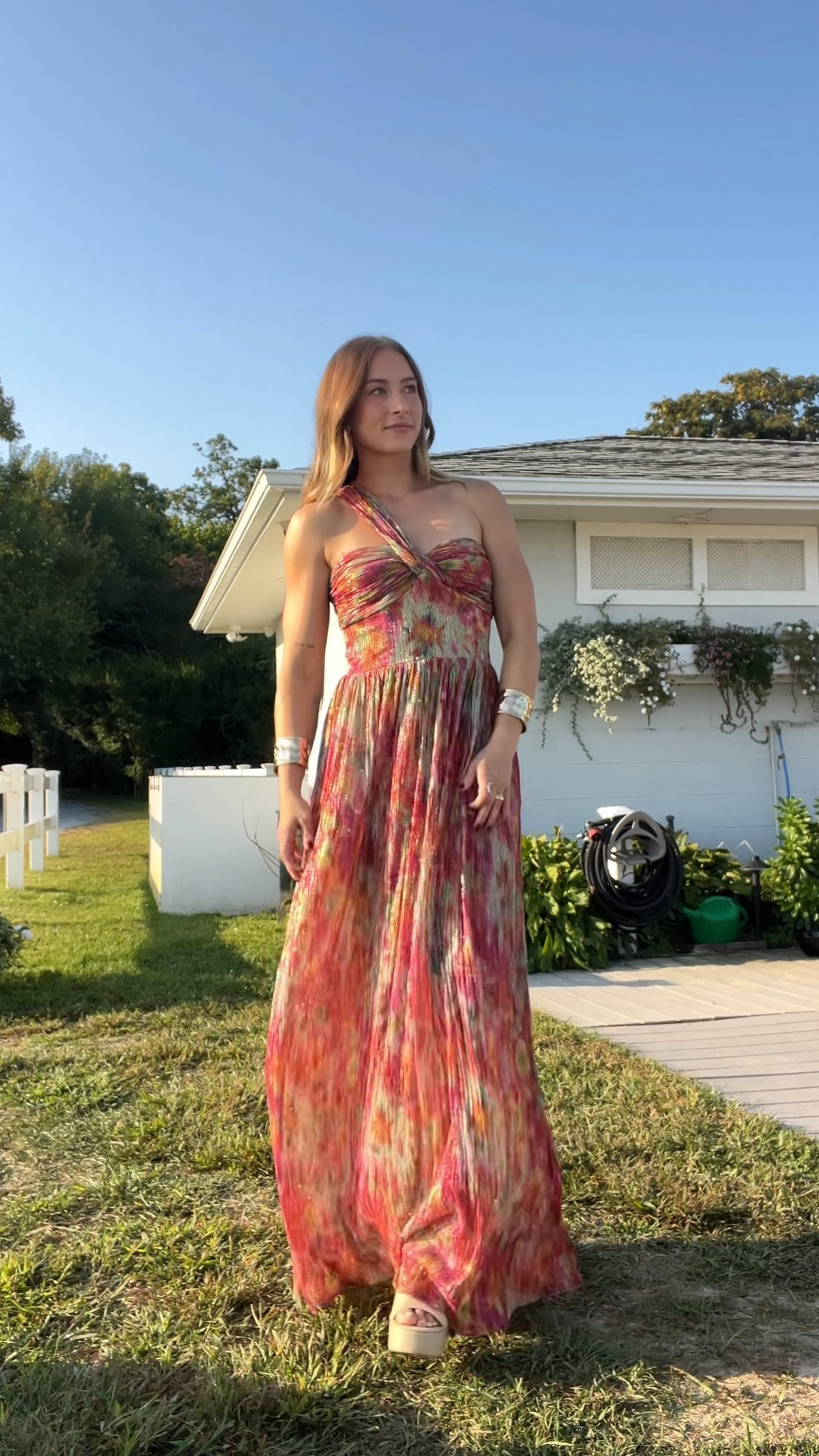 9/15/24 Wedding guest dress from this weekend 🫶🏼 wedding guest dress, formal wedding guest dress, formal wedding, wedding guest outfit, platform heels, neutral heels 