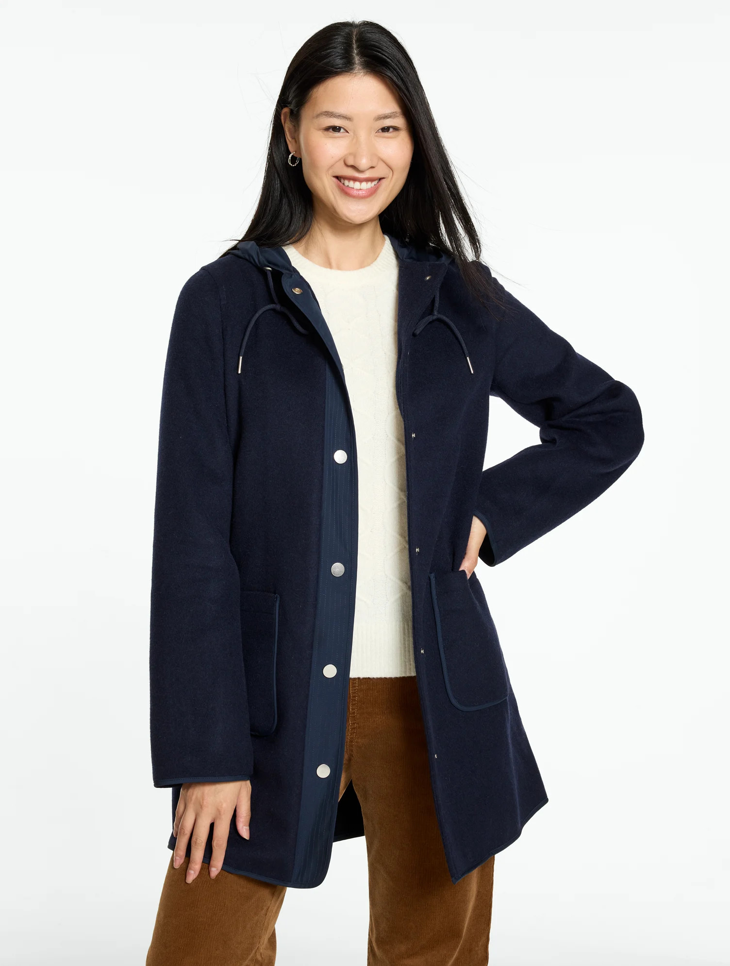 Mixed Media Hooded Jacket - Blue - Medium Talbots | Talbots
