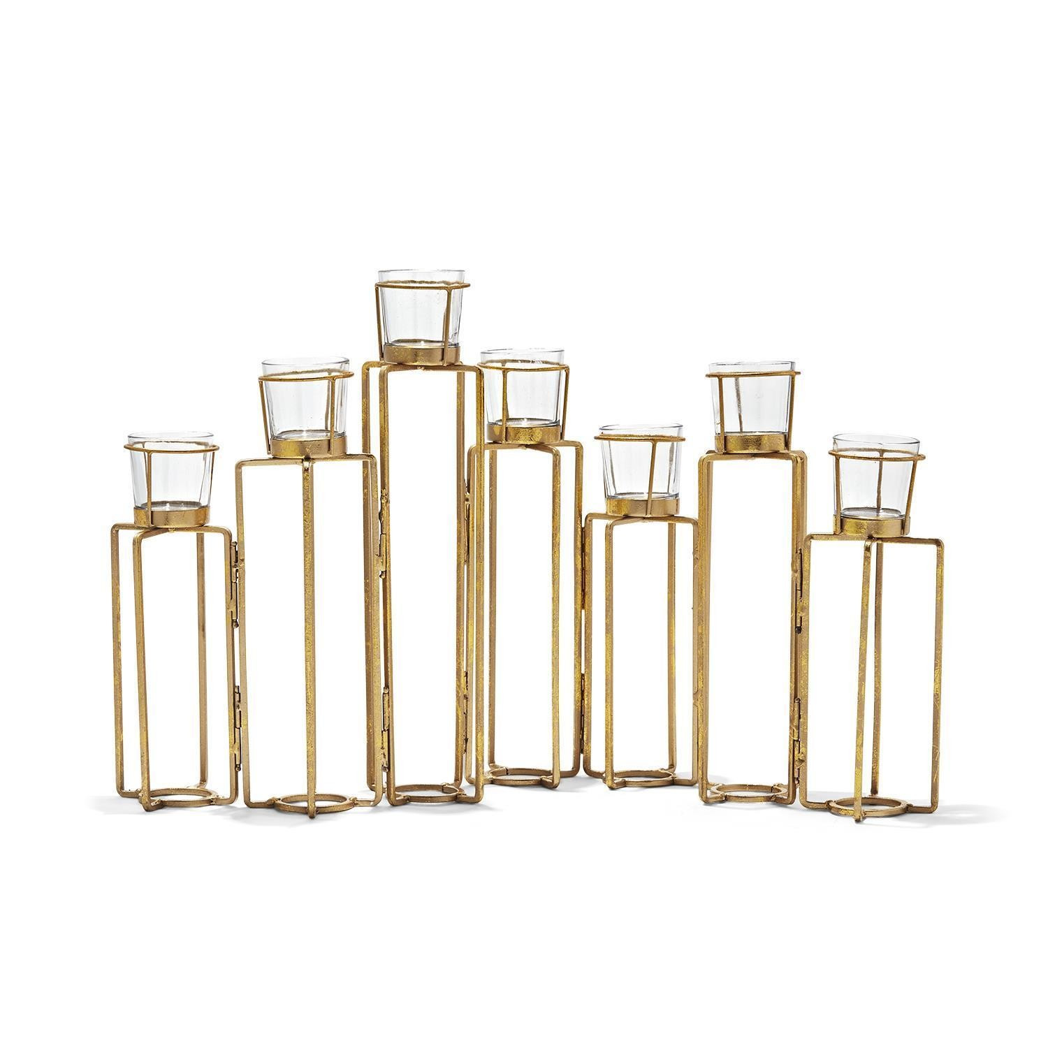 Serpentine Set of 7 Gold Leaf Hinged Votive Candleholders – BURKE DECOR | Burke Decor