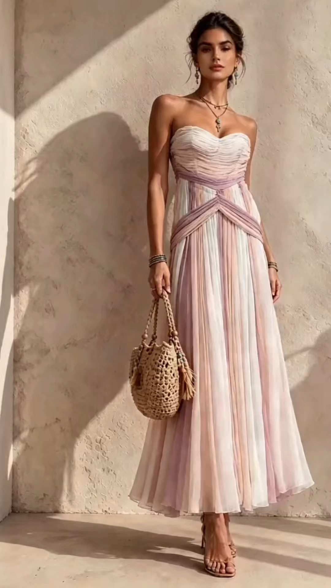 Dreamy pastel ombre strapless chiffon maxi dress for soft romantic summer occasions ✨ 

 #LTKootd #LTKOver40 #LTKWedding