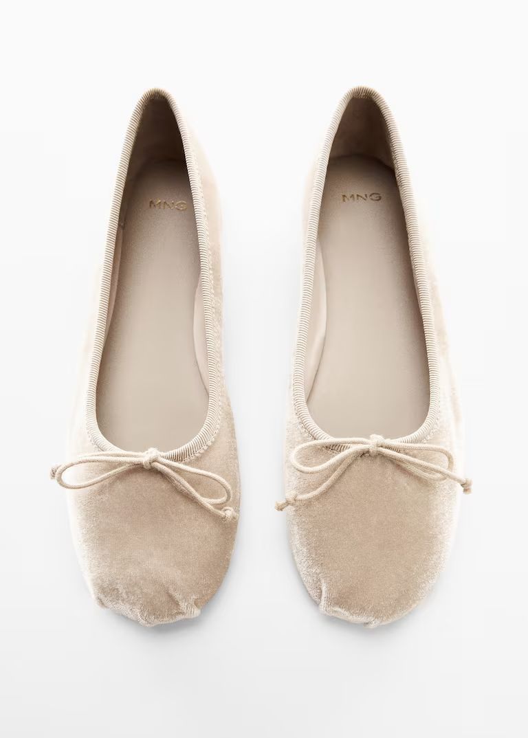 Ballerina shoes with velvet bow -  Women | Mango USA | MANGO (US)