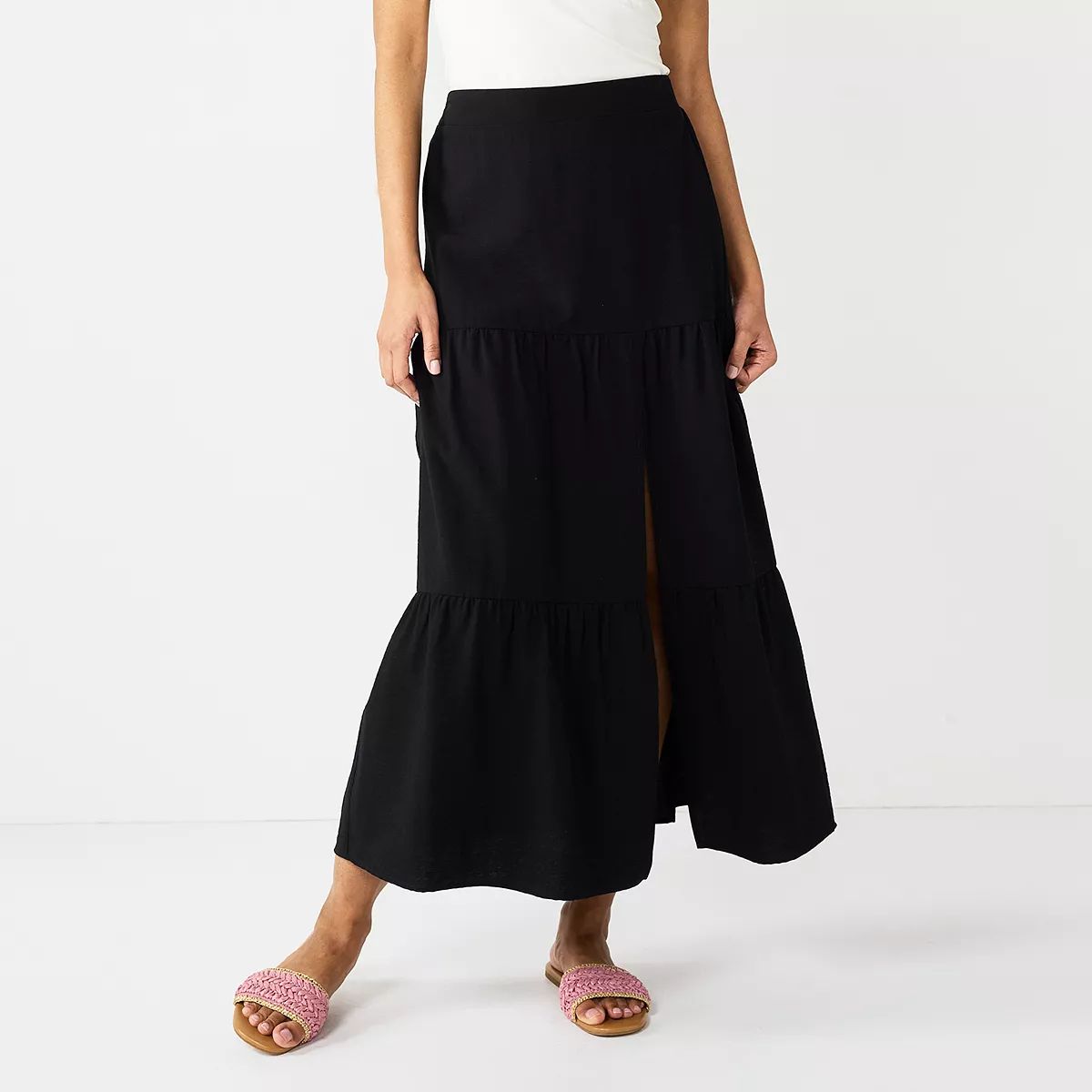Women's Nine West Crosshatch Tiered Maxi Skirt | Kohl's