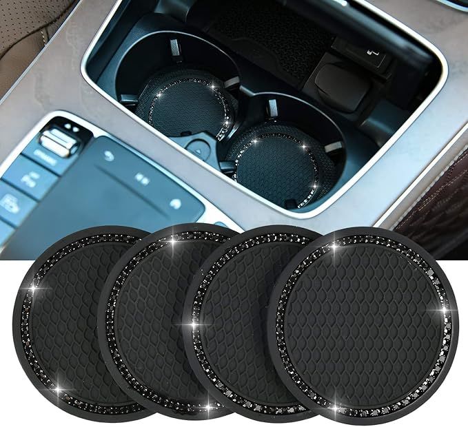 Valleycomfy 4PCS Bling Car Coasters, Universal Vehicle Bling Car Accessories -2.75 inch Silicone ... | Amazon (US)