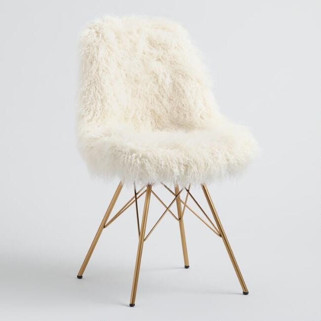 Ivory Faux Flokati Cypress Chair | World Market