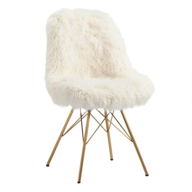 Ivory Faux Flokati Cypress Chair | World Market