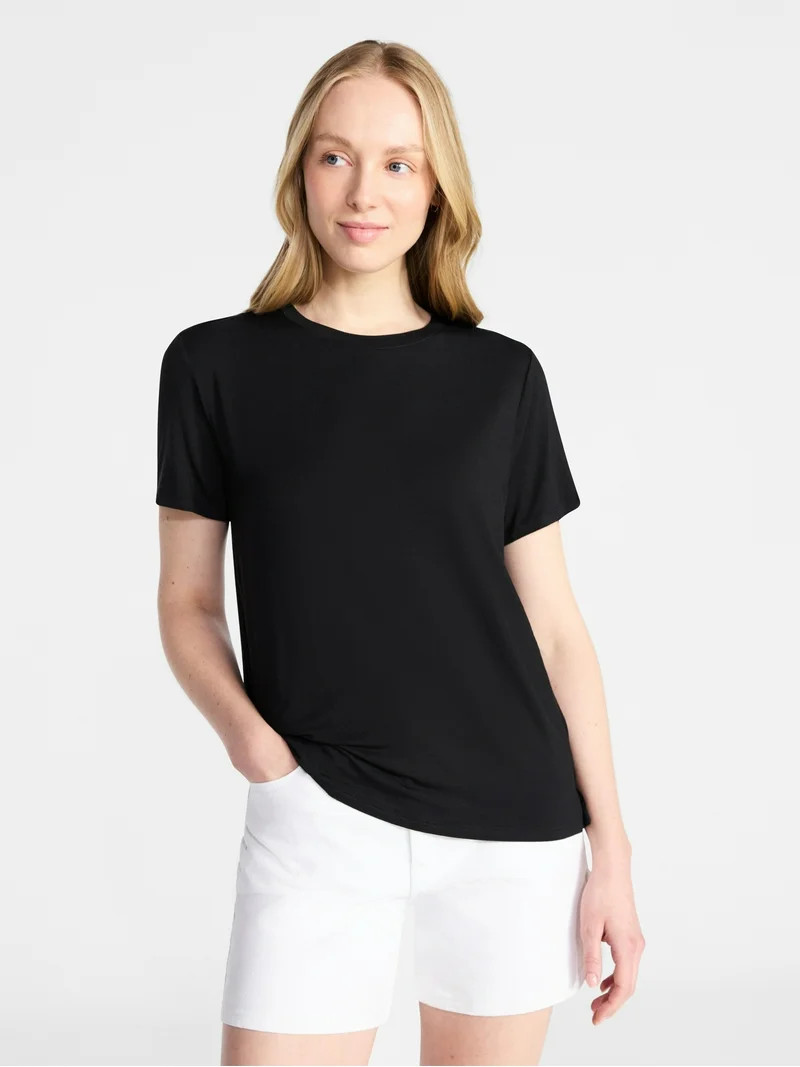 Time and Tru Women's Boxy Tee with Short Sleeves, Sizes XS-XXXL | Walmart (US)