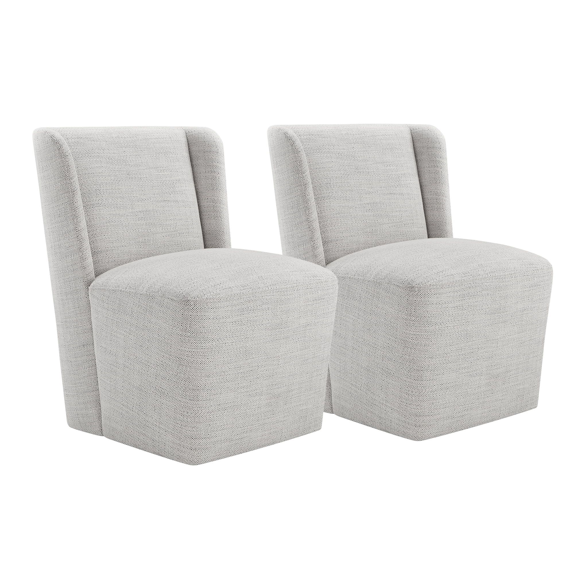 CHITA Modern Dining Chair with Casters Set of 2, Upholstered Dining Room Chairs, Fabric in Ivory ... | Walmart (US)