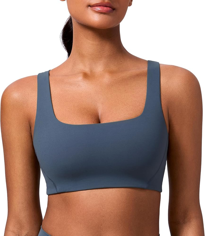 CRZ YOGA Butterlift Double Lined Square Neck Sports Bras for Women - Wireless V-Shaped Racerback ... | Amazon (US)