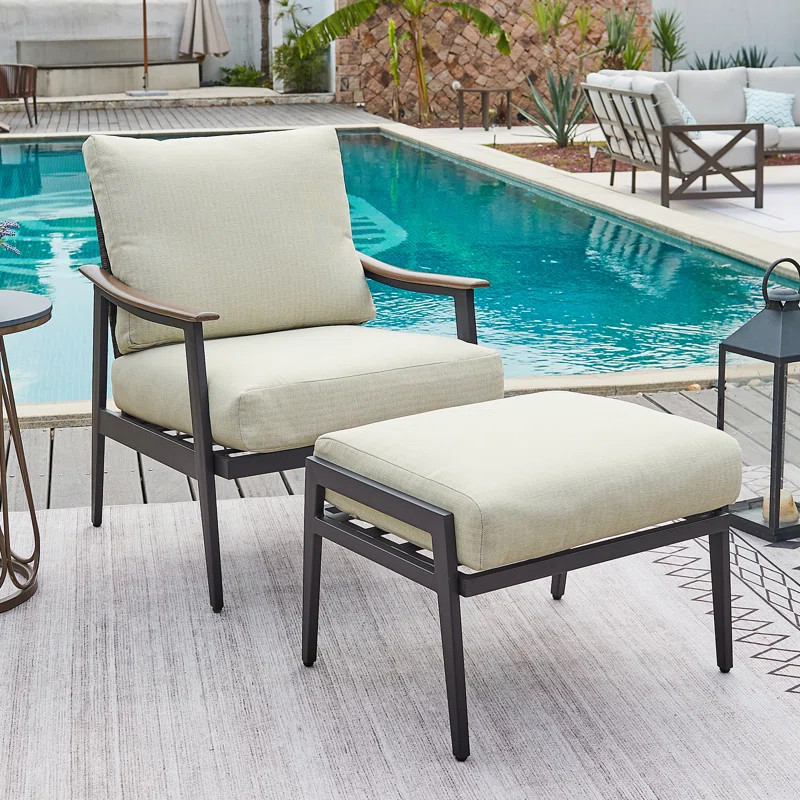 Alilet Patio Chair with Cushions and Ottoman | Wayfair North America