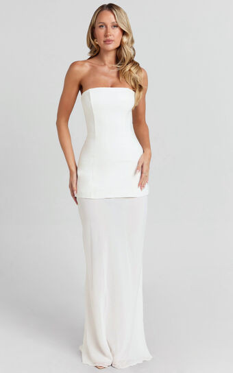 Keyla Maxi Dress - Strapless Contrast Skirt Dress in Ivory | Showpo (US, UK & Europe)