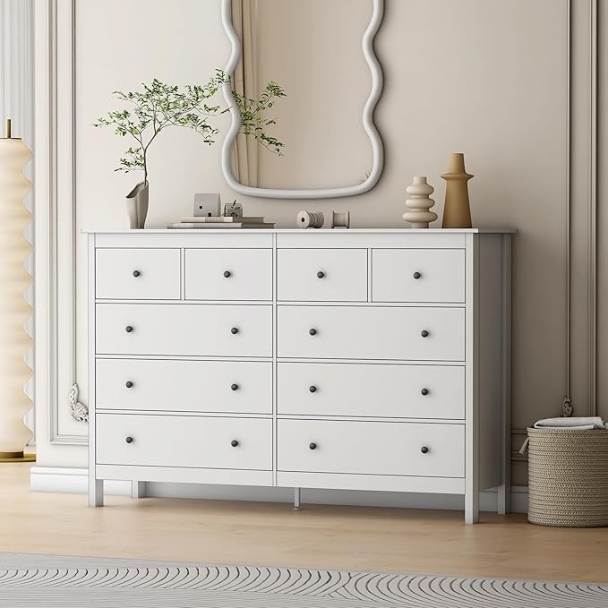 wanan 10 Drawer Dresser, 55" Modern White Dressers Chests of Drawers, 10 Drawers Wide Dresser for... | Amazon (US)
