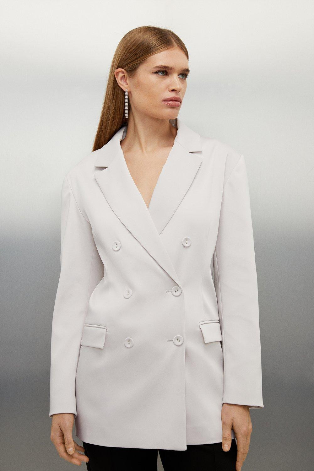 Tailored Satin Back Crepe Oversized Blazer | Karen Millen US