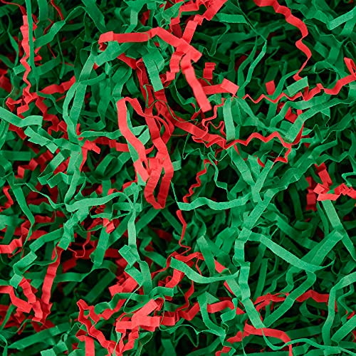 Kolewo4ever 1 LB Christmas Crinkle Cut Paper Shred Red Green Shredded Paper for Gift Baskets Box Filler Christmas gift box filler | Amazon (US)