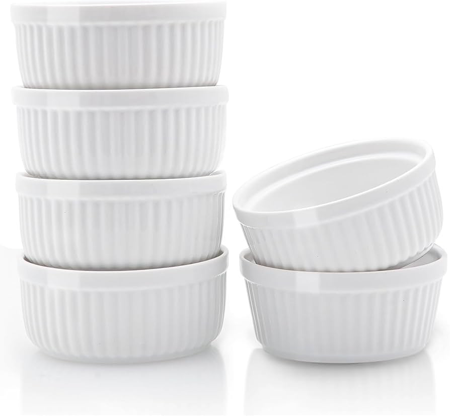 Nuwave Ceramic Ramekins 8 oz, Set of 6, Elegant Classic Style for Baking Souffles, Creme Brulées... | Amazon (US)