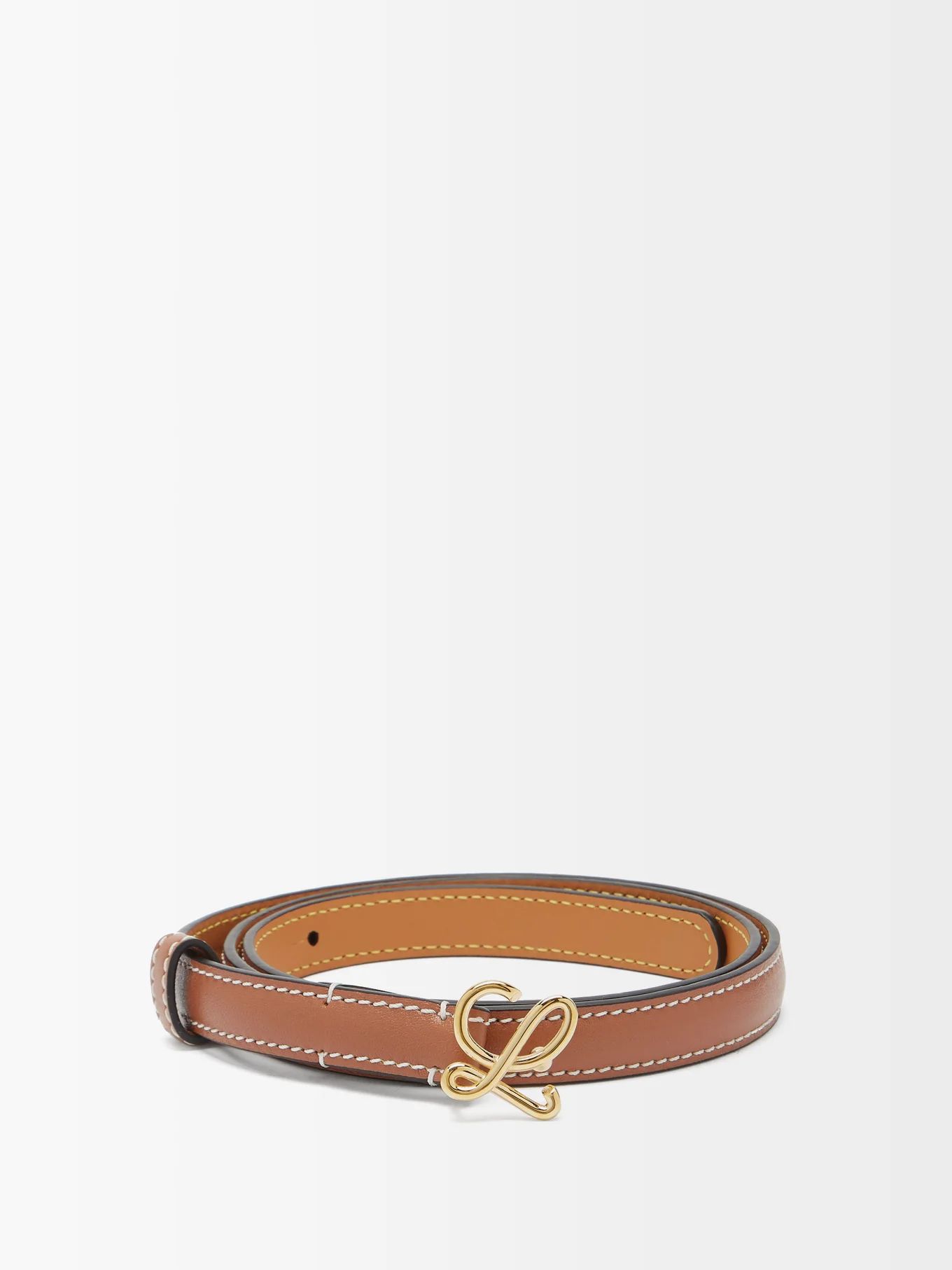 Monogram-buckle leather belt | Matches (US)