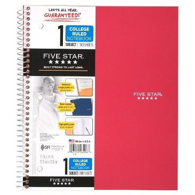Five Star 1 Subject College Ruled Spiral Notebook (Colors May Vary) | Target