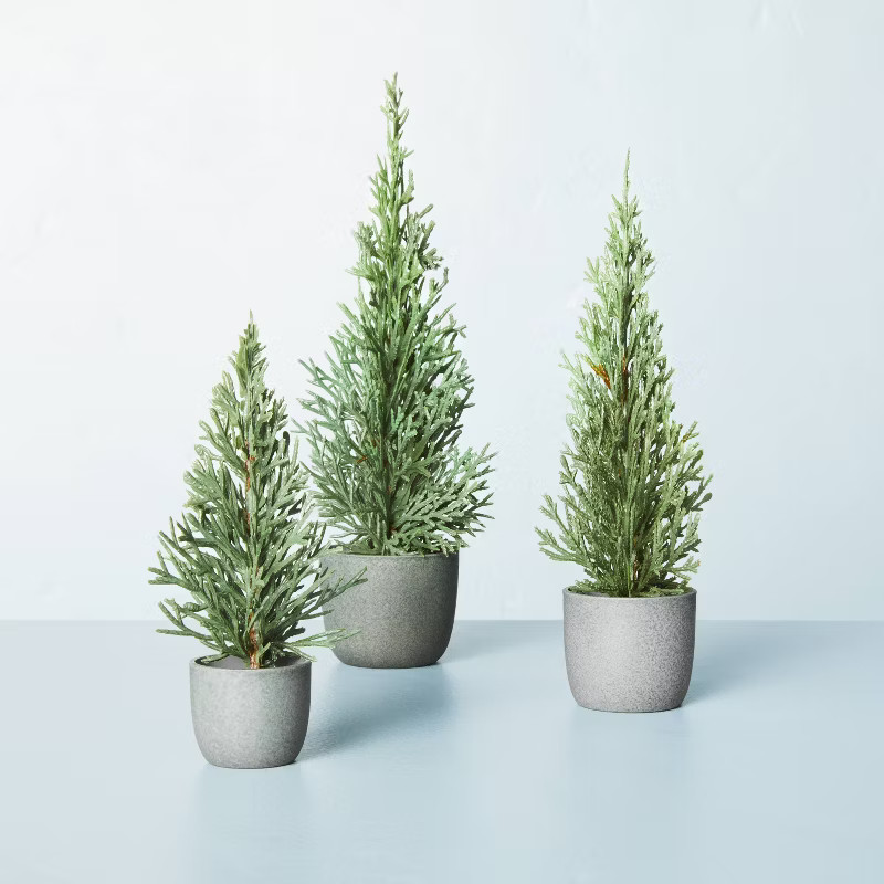 3pk Mini Potted Faux Cedar Tree Set - Hearth & Hand™ with Magnolia | Target