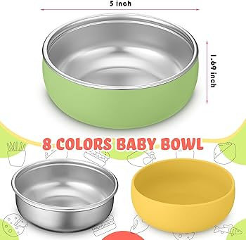 Nuogo 8 Pcs 304 Stainless Steel Baby Bowls with Removable Silicone Shell Toddler Bowls Kids Anti ... | Amazon (US)