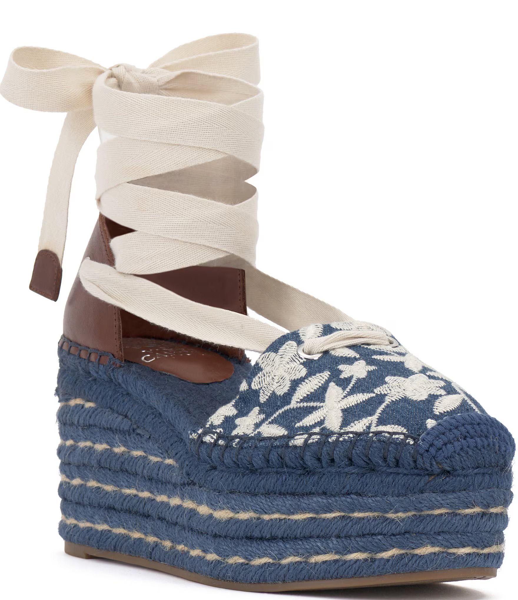 Tishea Embroidered Ankle Wrap Platform Wedge Espadrilles | Dillard's