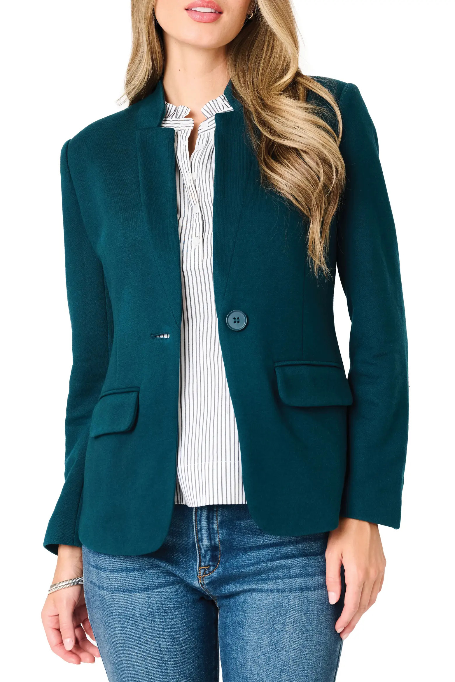 Inverted Notch Collar Cotton Blend Knit Blazer (Women) | Nordstrom | Nordstrom