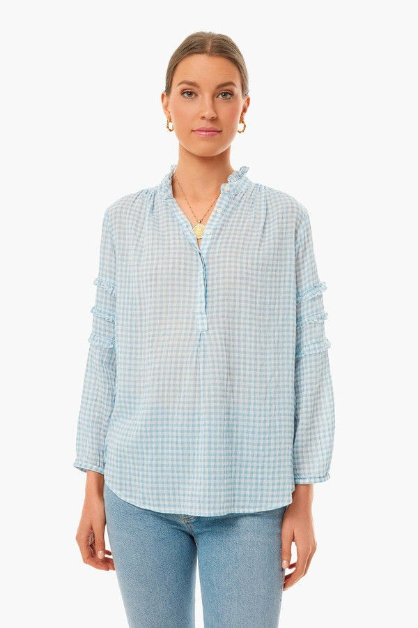 Light Blue Gingham Anna B Blouse | Tuckernuck (US)