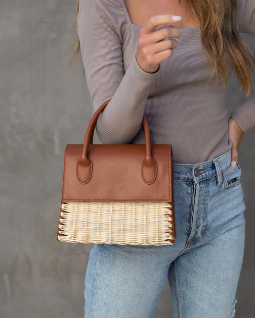 Caspian Straw Crossbody Bag - Tan | VICI