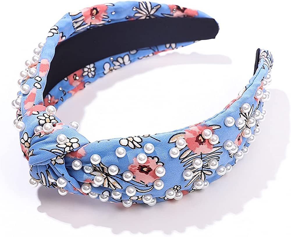 Floral Pattern Knot Headband Women Knotted Cute Hairband Stylish Fashion Padded Hair Hoop Summer ... | Amazon (US)
