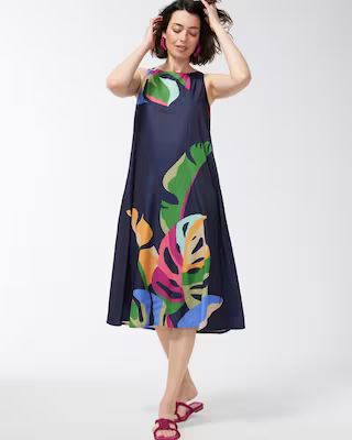 Tie-Back Floral Print Trapeze Dress | Chico's