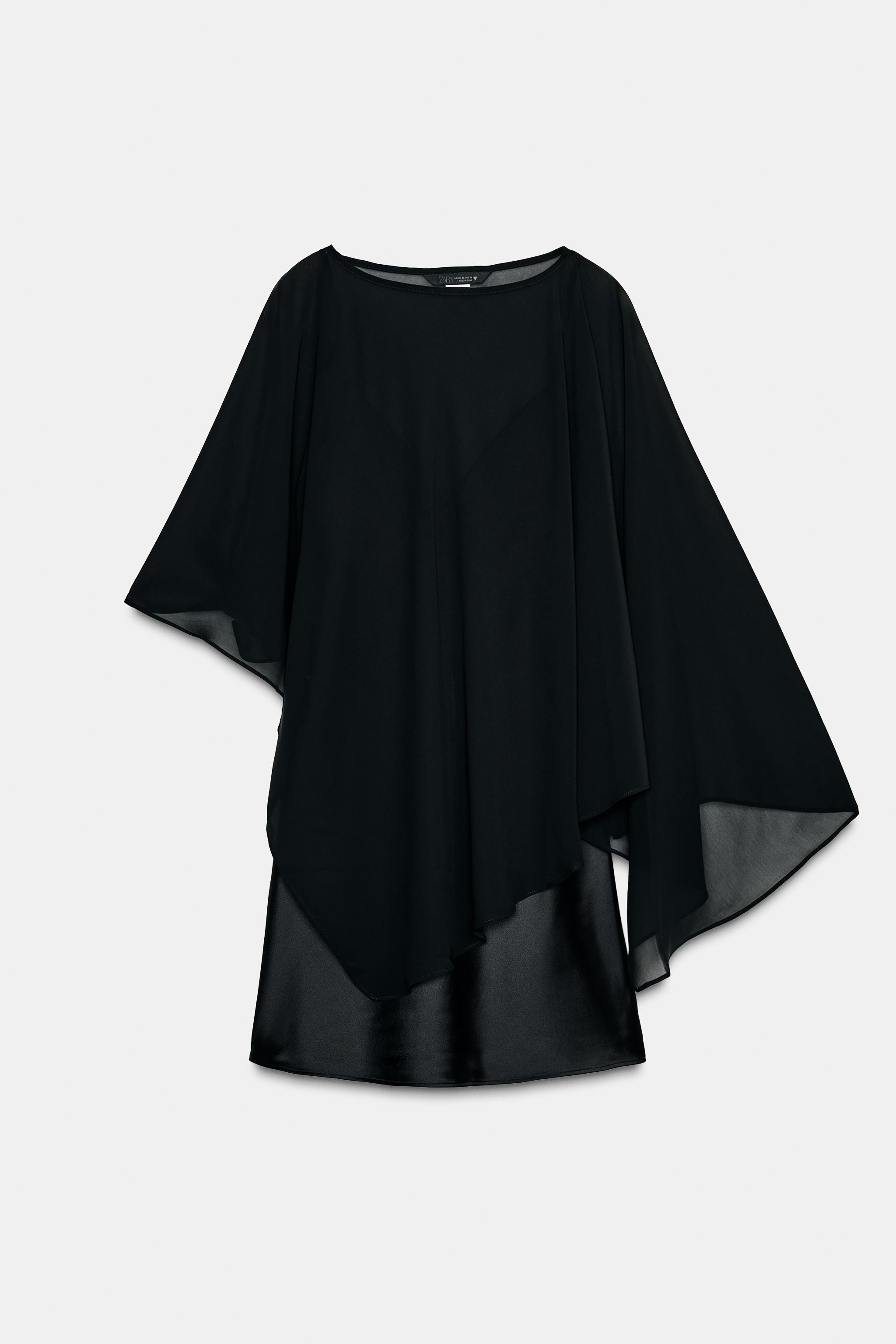 SHORT SATIN EFFECT CAPE DRESS | Zara US