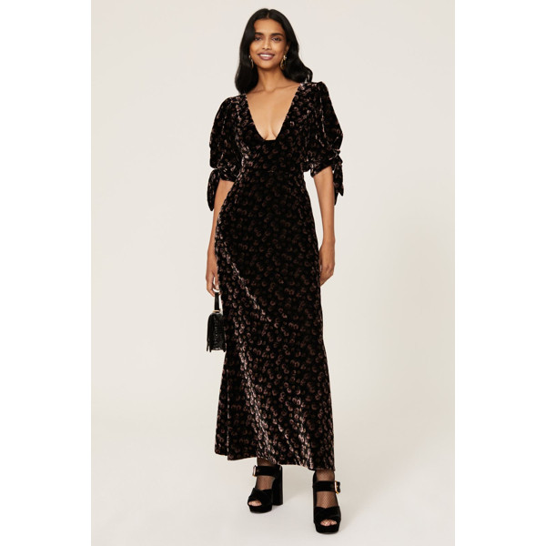 Sea New York Valerie Velvet Back Tie Dress Black-print | Rent the Runway