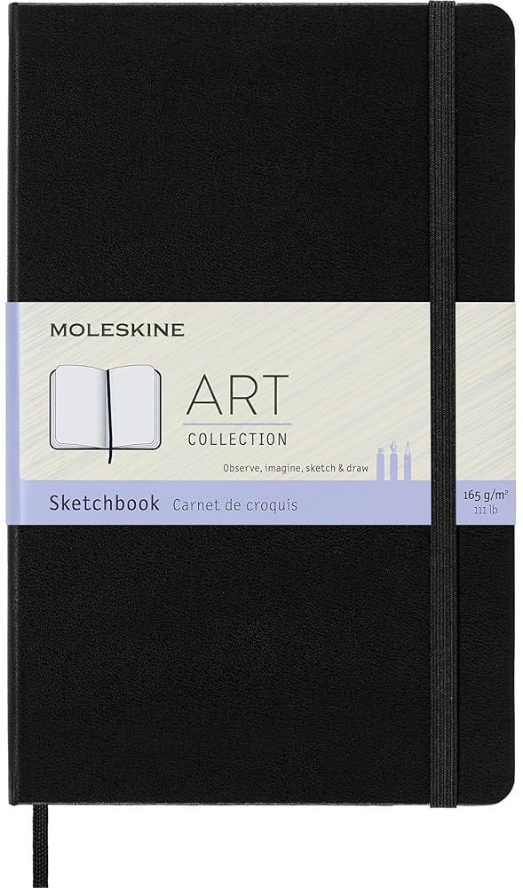Moleskine Art Sketchbook, Hard Cover, Large (5" x 8.25") Plain/Blank, Black, 104 Pages | Amazon (US)