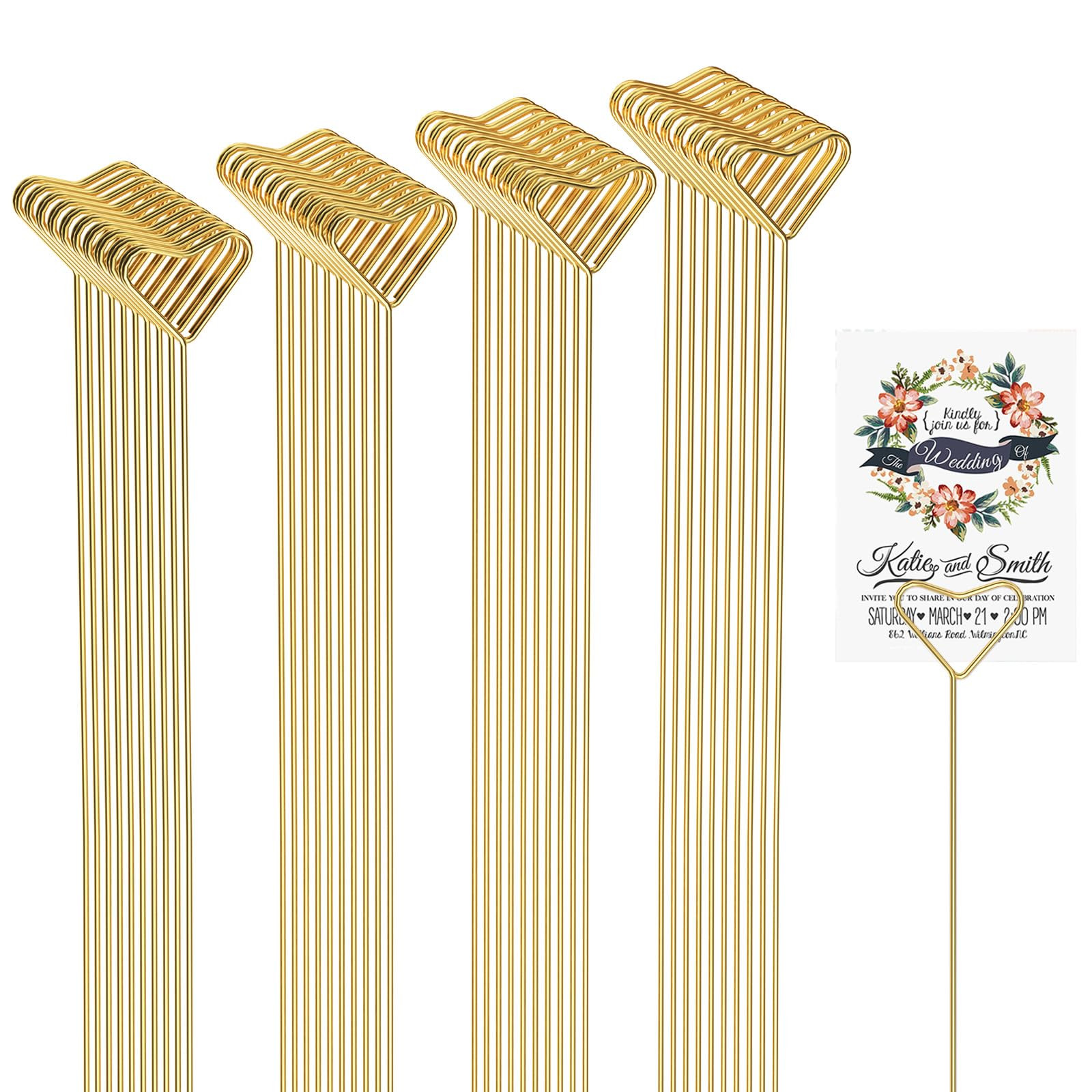 Amazon.com: AMZLUV 40 Packs Floral Card Holder Picks - Metal Gift Card Holder Sticks for Bouquets, Wedding Centerpieces, Photo Holder Sticks, Floral Picks for Cards, Picture Holders for Centerpieces, Heart-Shaped: Home & Kitchen | Amazon (US)