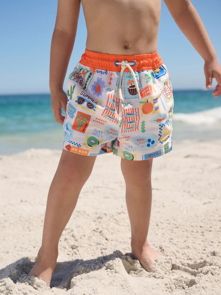 White Postcard Printed Swim Shorts (3mths-7yrs) | Next US