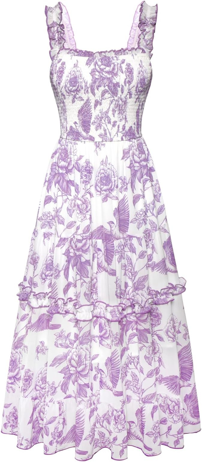 Scarlet Darkness Floral Dress for Women 2026 Flowy Sundress Smocked Cottagecore Dresses | Amazon (US)