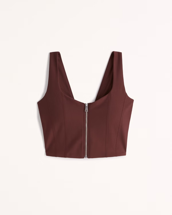 YPB Zip-Front Sweetheart Slim Tank | Abercrombie & Fitch (US)