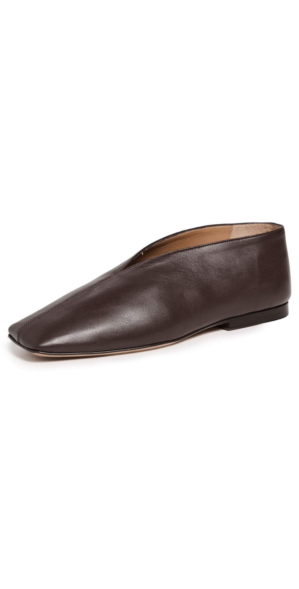 Mansur Gavriel Square Soft V Flats Chocolate 38.5 | Shopbop