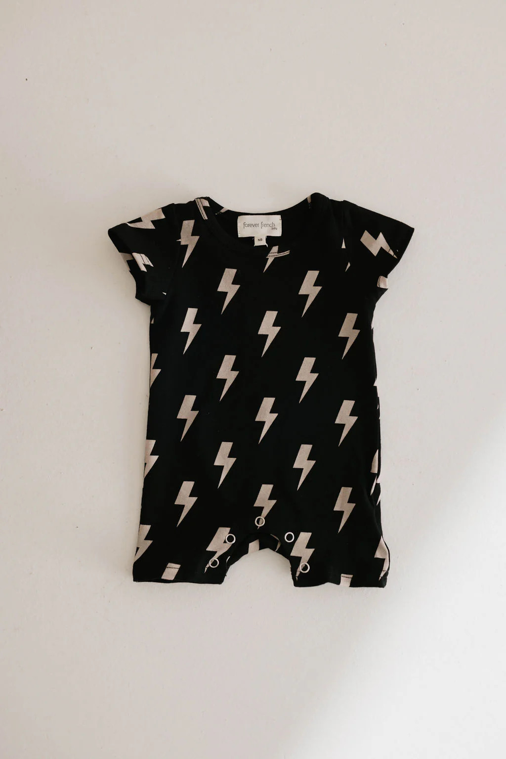 Black & White Lightning Bolt | T-Shirt Romper | Forever French