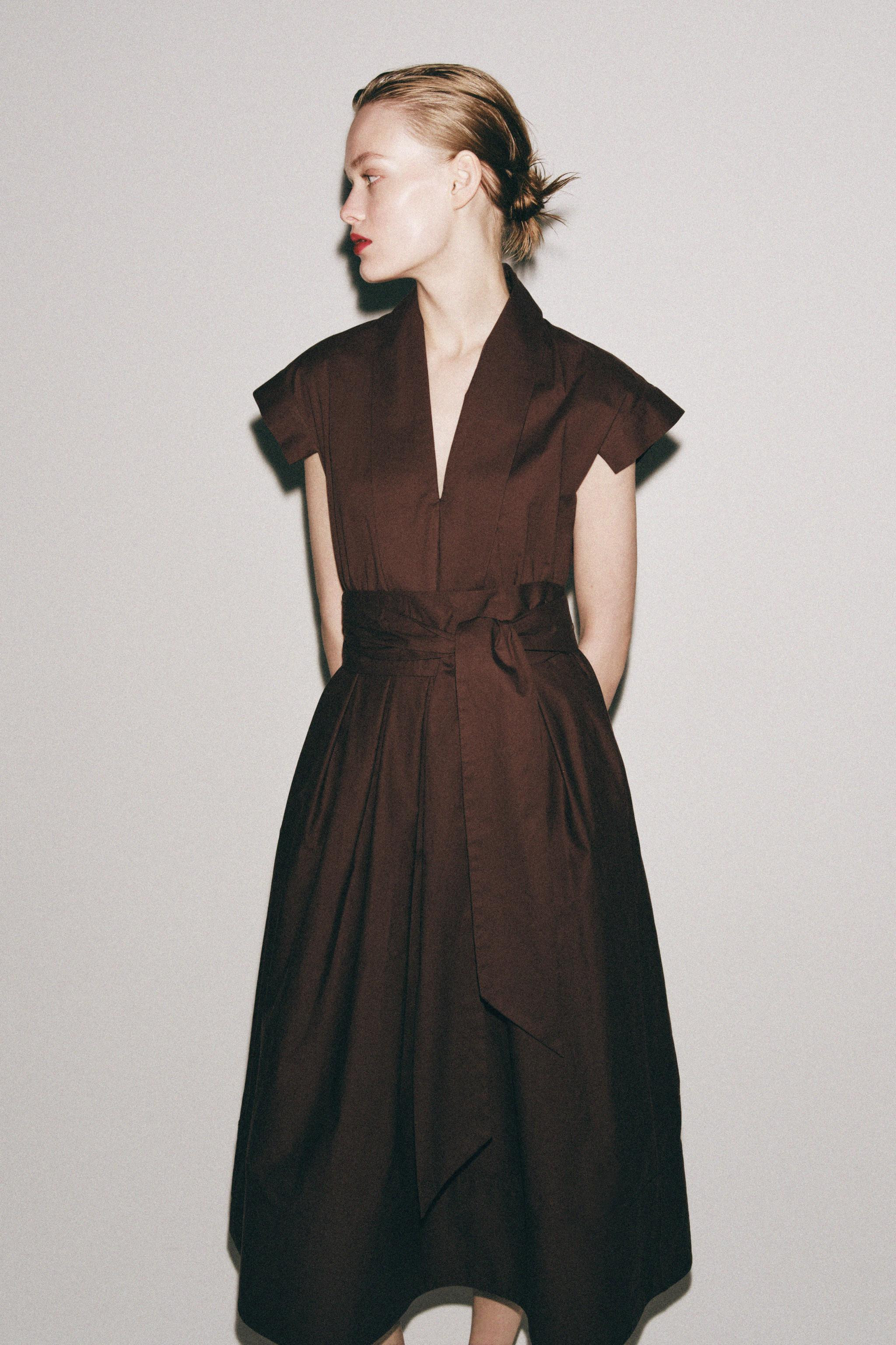 ZW COLLECTION PLEATED POPLIN DRESS | Zara US
