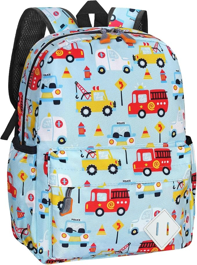 Kids Backpack for Girls Boys - 15 Inch Cute Cars Little Kids Backpack Waterresistant Toddler Pres... | Amazon (US)