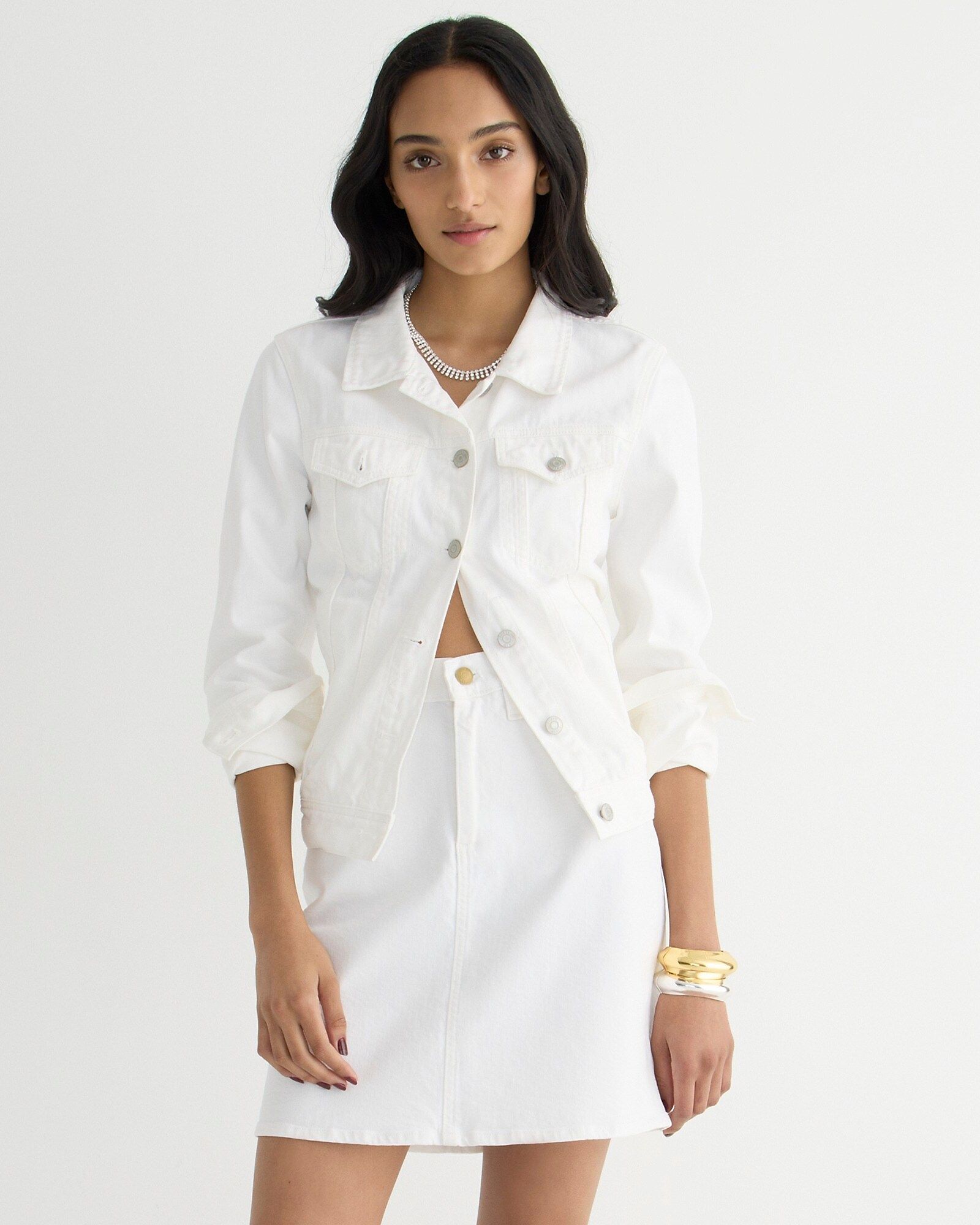 Denim mini skirt in white | J.Crew US
