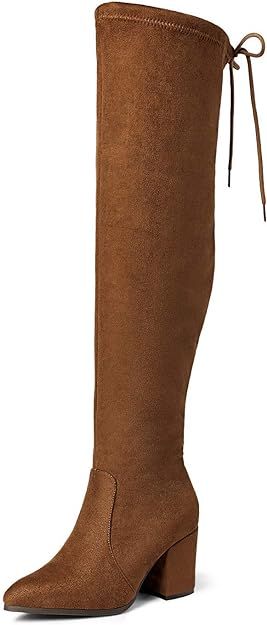 DREAM PAIRS Women’s Thigh High Boots Over the knee Stretch Block Heel Fashion Long Boots | Amazon (US)