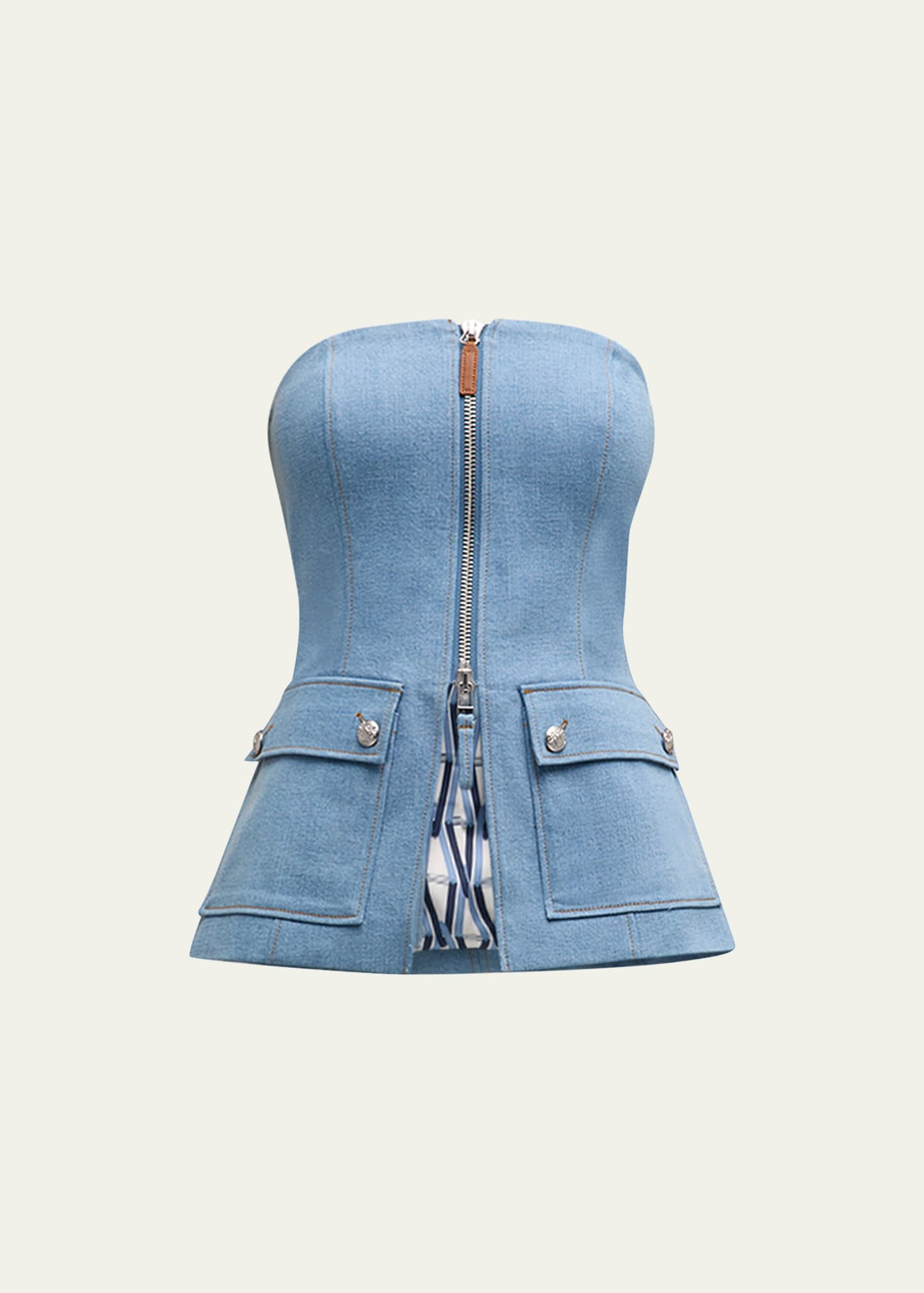 Veronica Beard Maeve Zip-Front Denim Bustier | Bergdorf Goodman