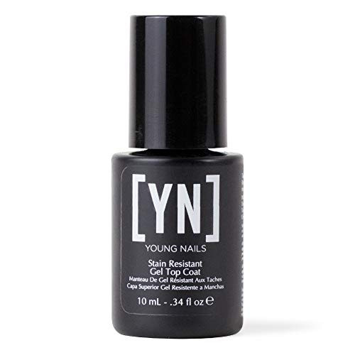 Young Nails Stain Resistant Gel Top Coat - Professional Grade Clear Gel Nail Polish Top Coat, No Wipe UV Gel Top Coat for Acrylic and Hard Gel Nails, Prevents Discoloration, UV & LED Cure - 1/3 oz | Amazon (US)