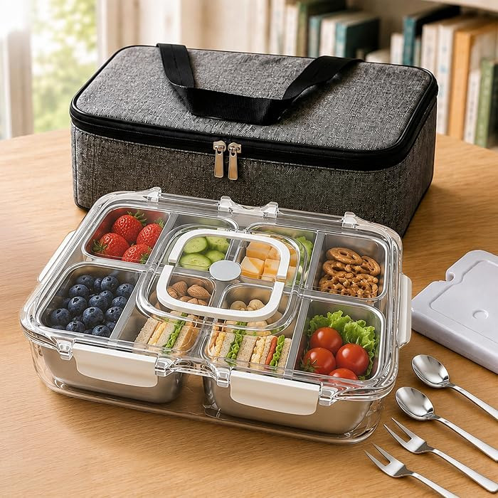 Snackle Box Set with Ice Pack, 304 Stainless Steel Food Containers | Amazon (US)