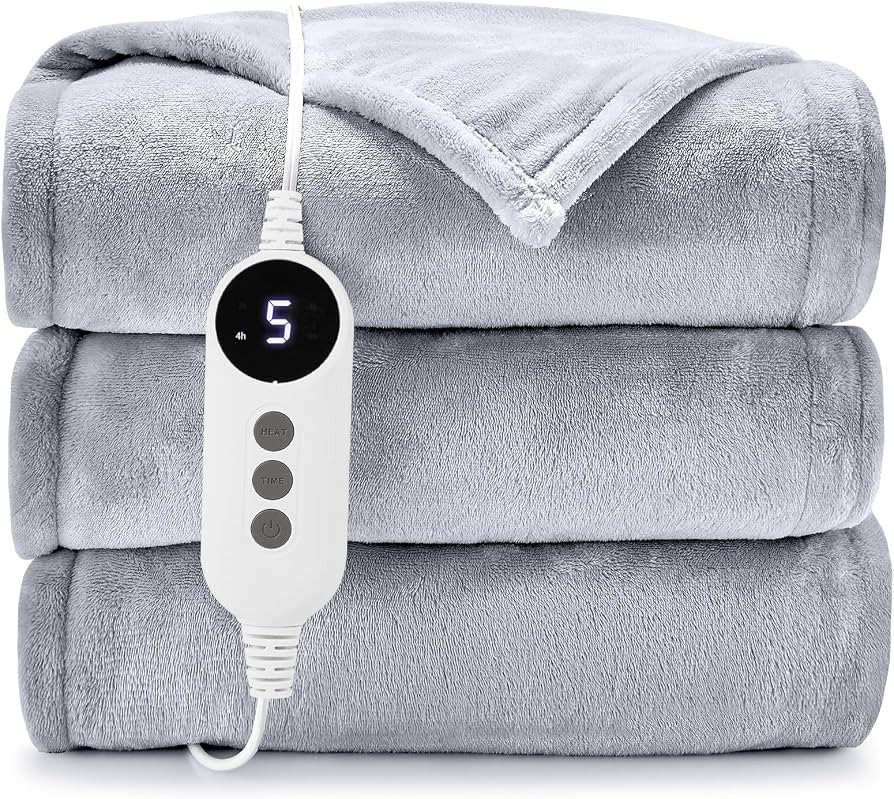 HYLEORY Heated Electric Blanket Throw, 2-Layer Cozy Warm Flannel 50" x 60", Heating Blanket with ... | Amazon (US)
