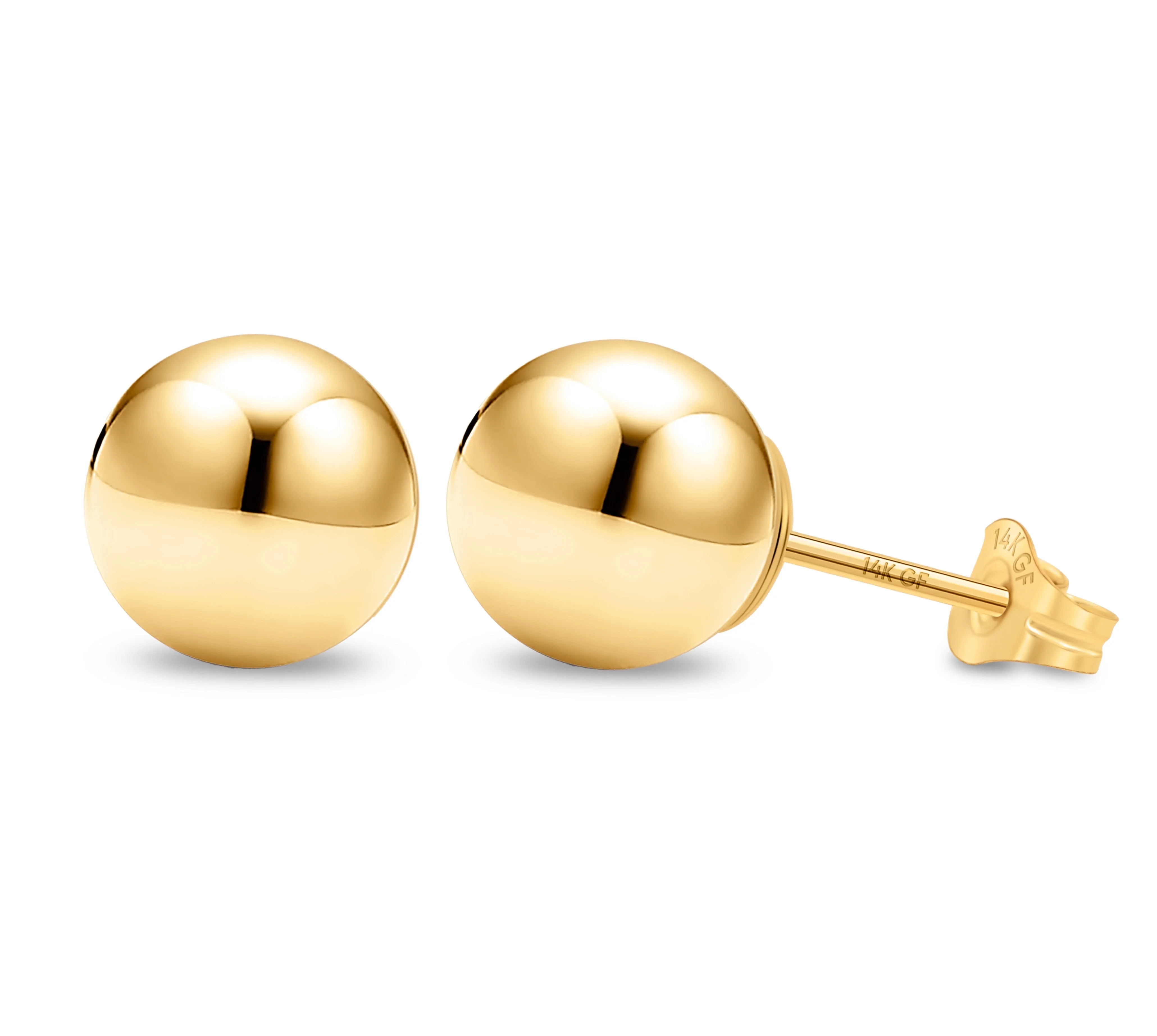 Kezef 14K Yellow Gold Filled Round Ball Stud Earrings for Women - 8mm | Walmart (US)