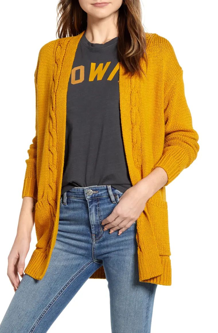 Cable Accent Cotton Blend Cardigan | Nordstrom