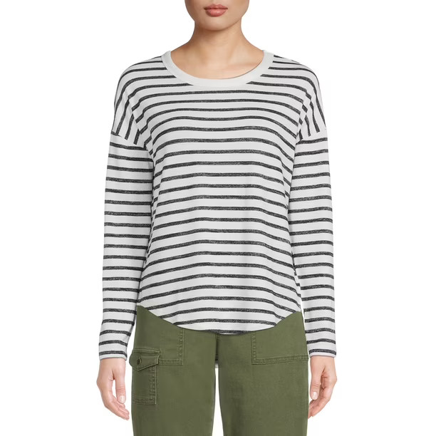 Time and Tru Women's Long Sleeve Hacci Tee | Walmart (US)