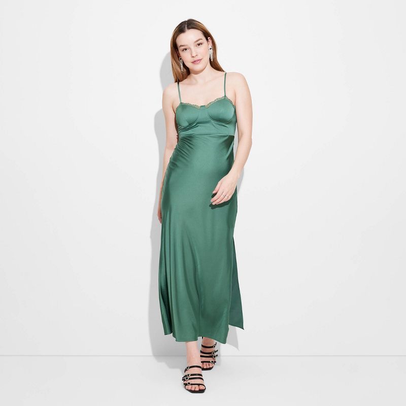 Women's Lace Trim Maxi Slip Dress - Wild Fable™ Green 1X | Target